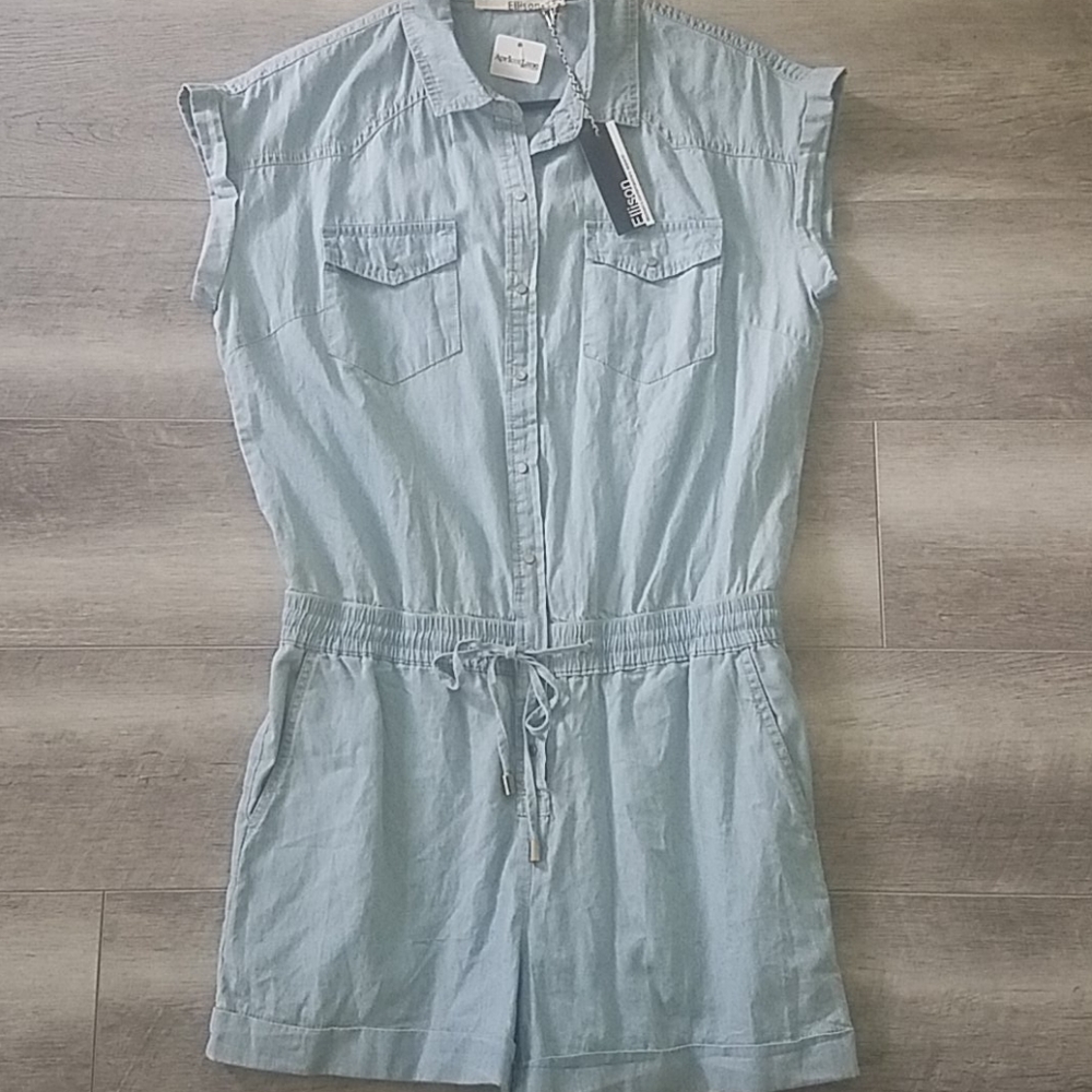Light blue chambray romper